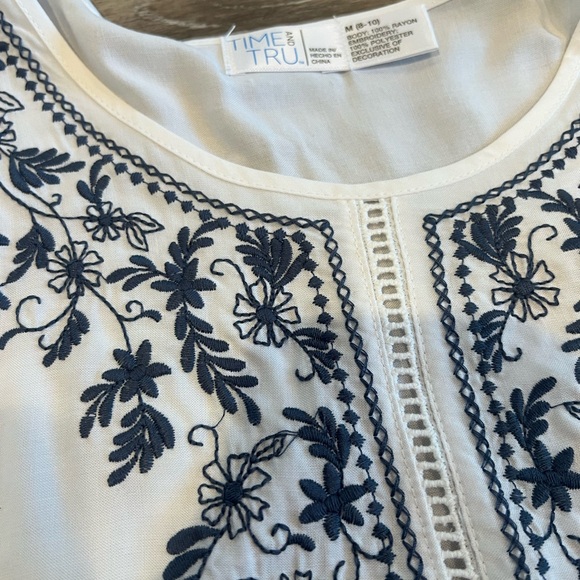 White Ruffle Scrunch Side Tie Tank Blouse Top Embroidered - Picture 3 of 5